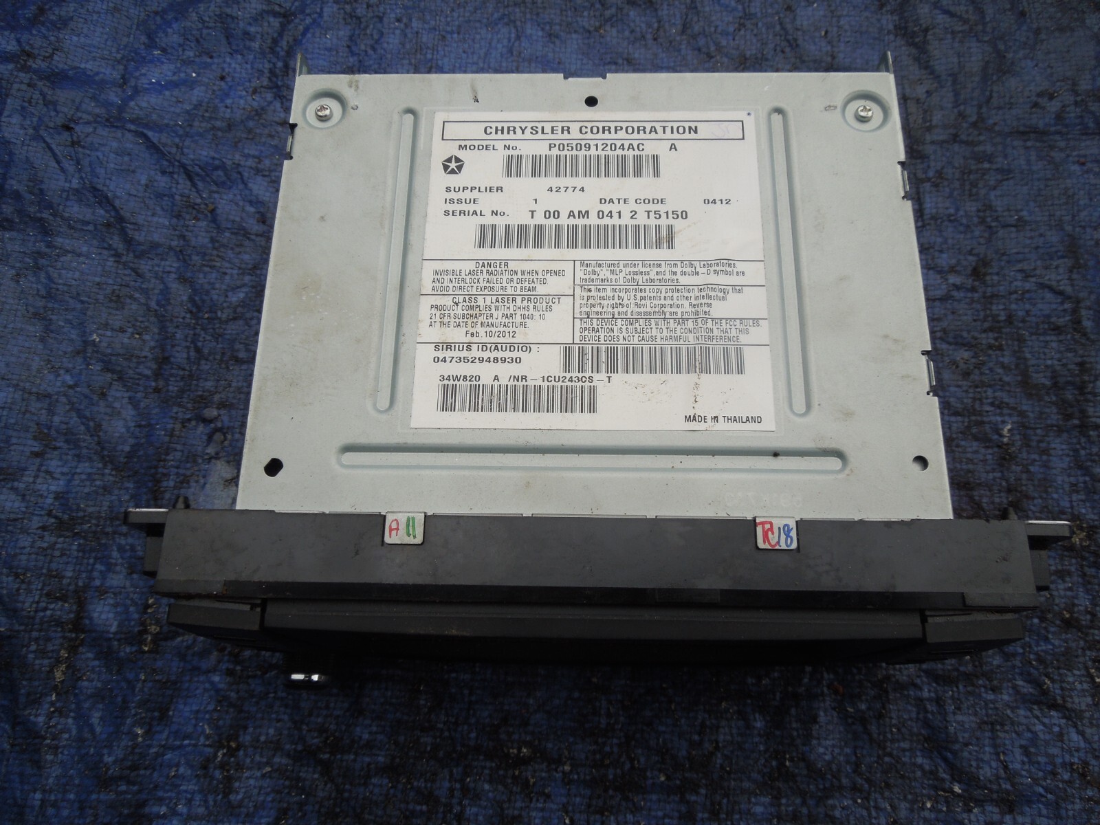 2012 Dodge Caravan RHB cd player radio assembly navigation OEM sirius MP3 30pp