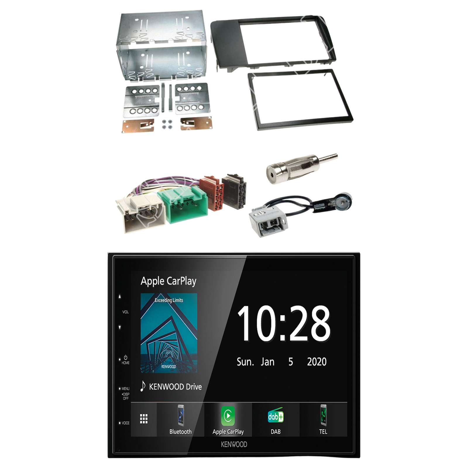 Kenwood DMX5020DABS Radio DAB Bluetooth with installation kit for Volvo S60 from 09.2004