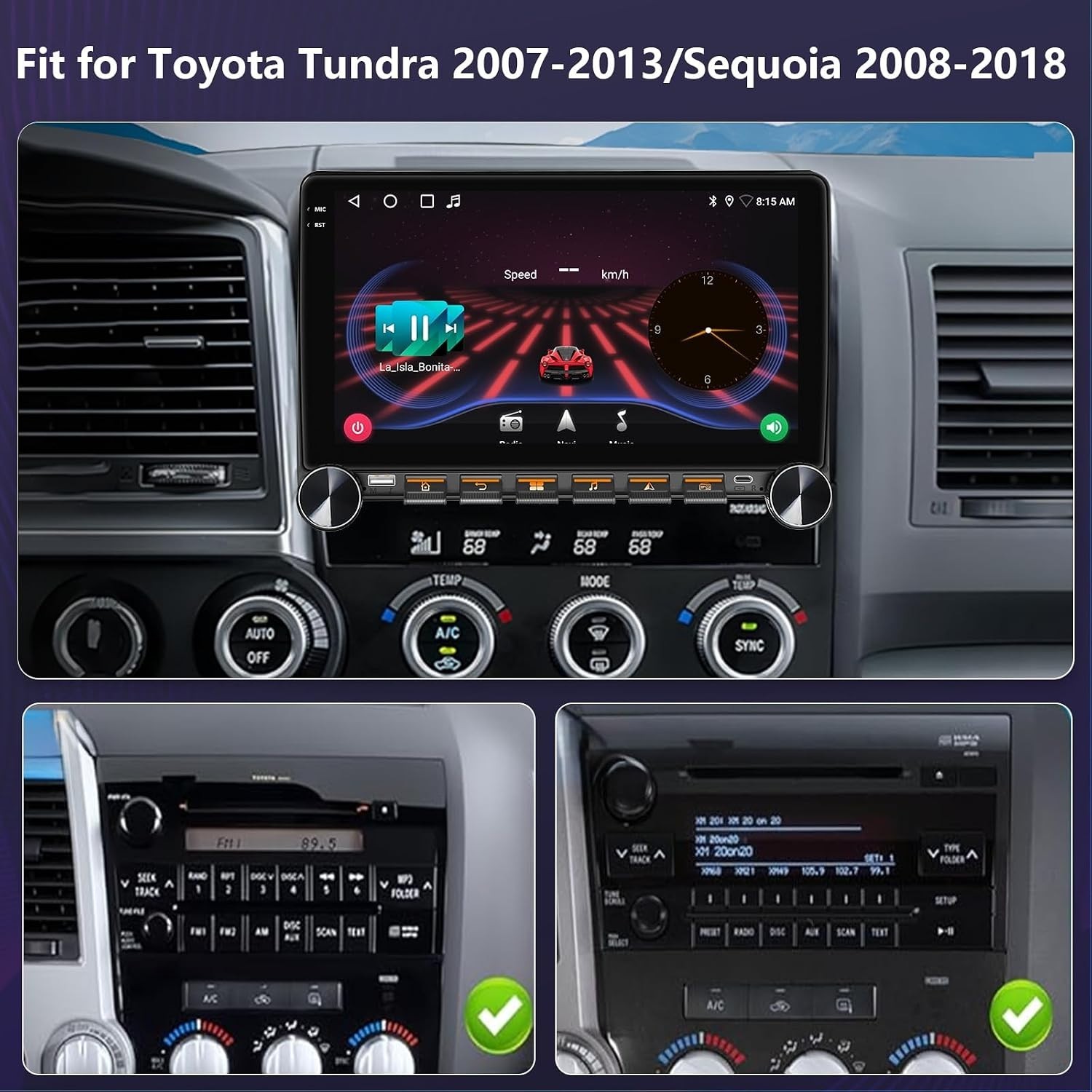 Plug Play Car Radio for Toyota Tundra 2007-2013Sequoia 2008-2018 Head Unit4796-2