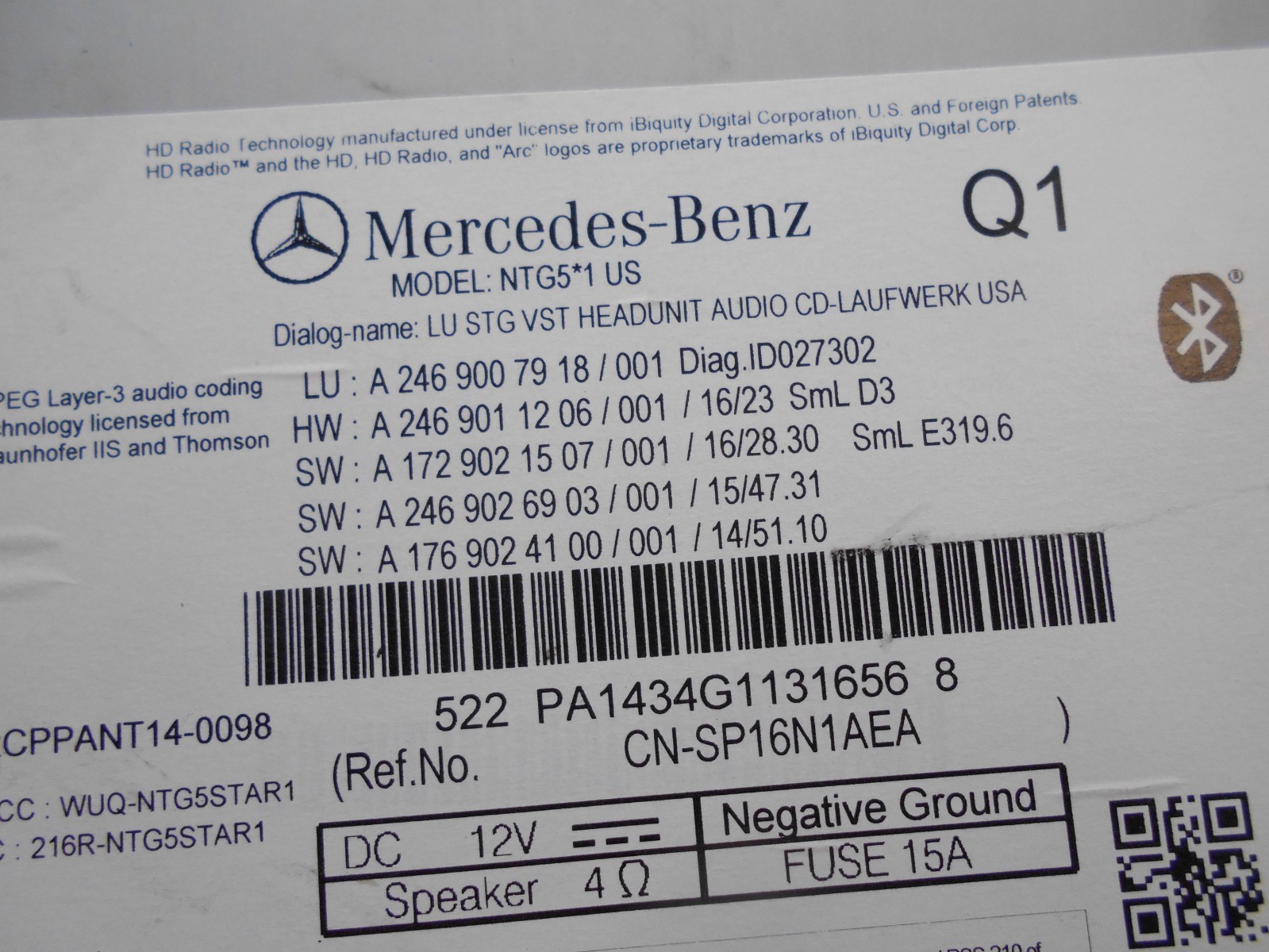2017 Mercedes GLA-Class 156, GLA250 SUV Radio Receiver OEM A2469007918 LK0622