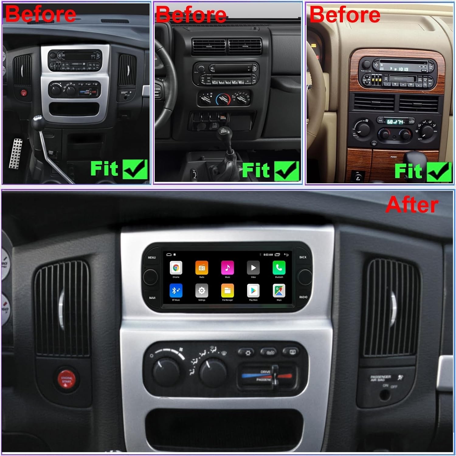 For 2003-2006 Jeep Wrangler 6.86″ Android 13 Carplay Car Stereo Radio GPS Navi