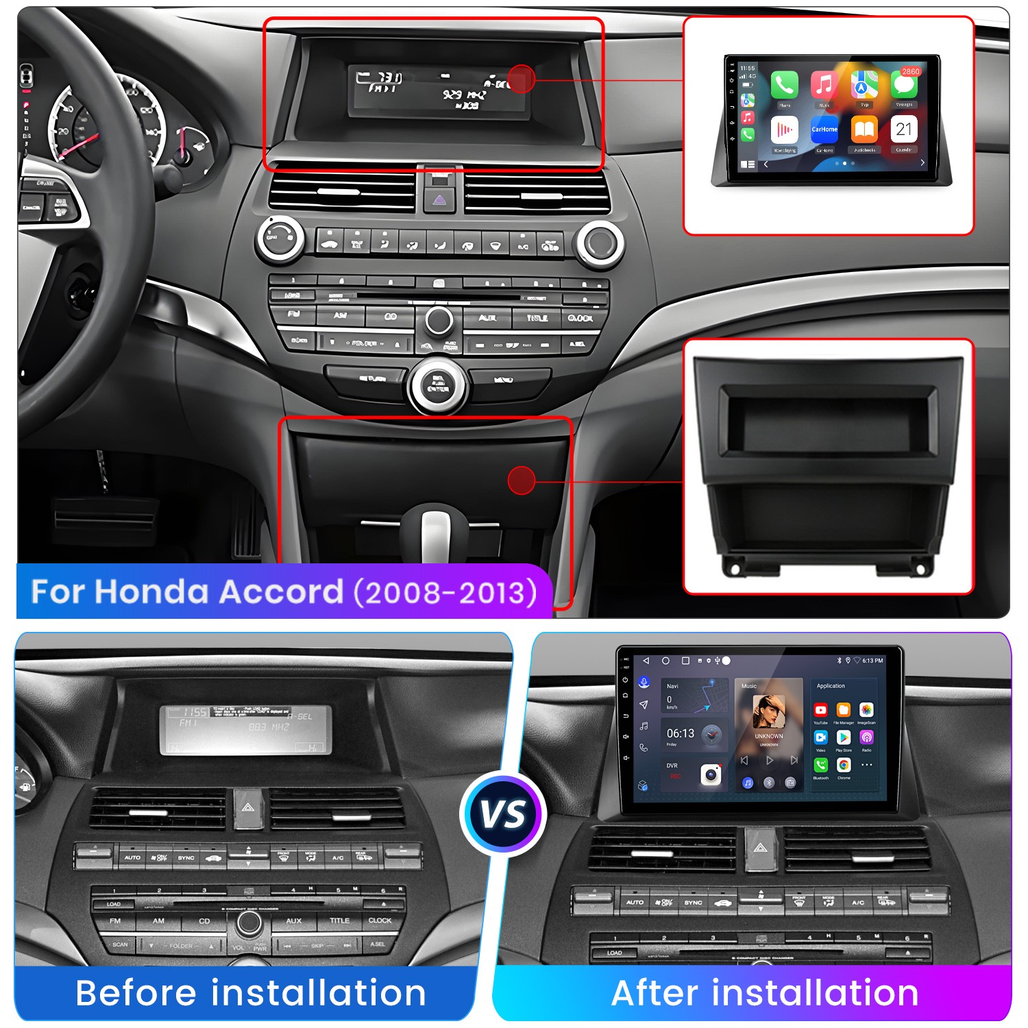 For Honda Accord 2008-12 Android15 8Core 6+128G Carplay Car Stereo Radio GPS Nav