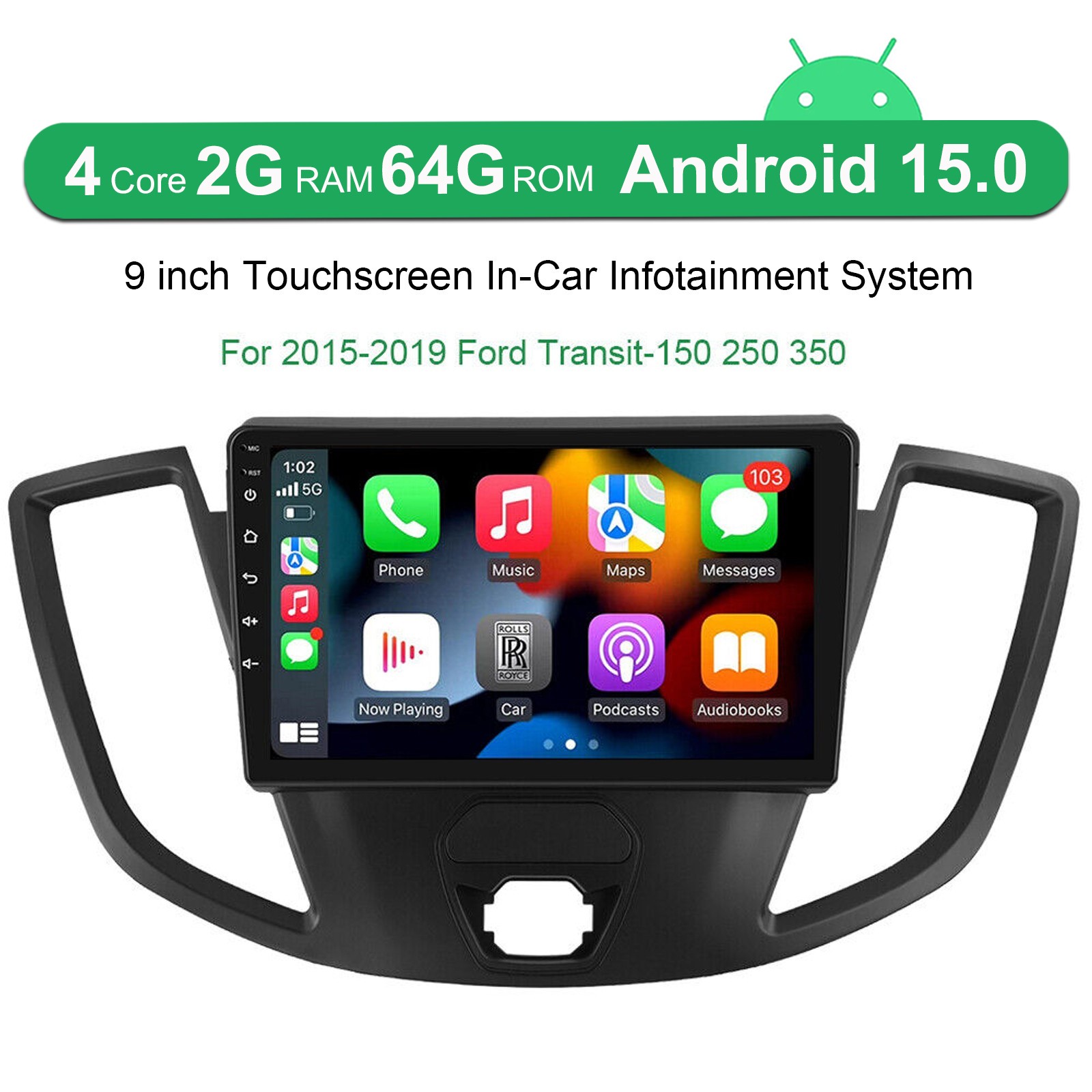 For Ford Transit 150 250 350 2015-2019 Carplay Android 15.0 Car Stereo Radio GPS
