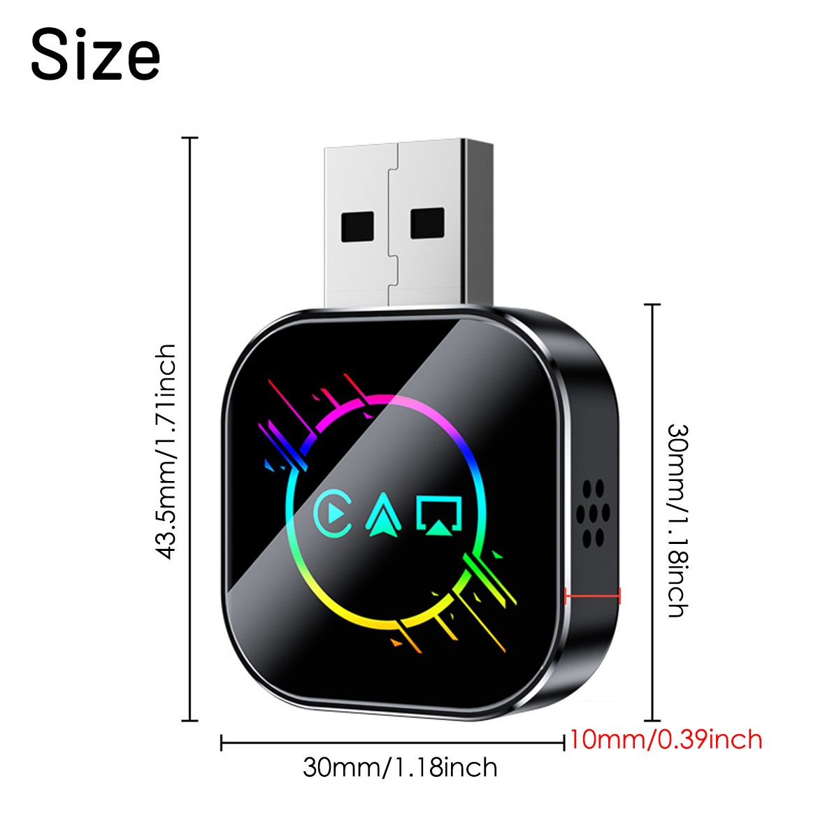 2026 4-in-1 Wireless CarPlay Adapter Screen Mirroring Mini USB Adapter Plug Play