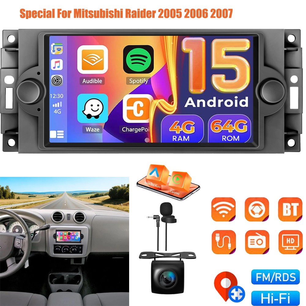 Android 15 CarPlay For Mitsubishi Raider 2005-2007 GPS Navi Wifi Stereo Radio