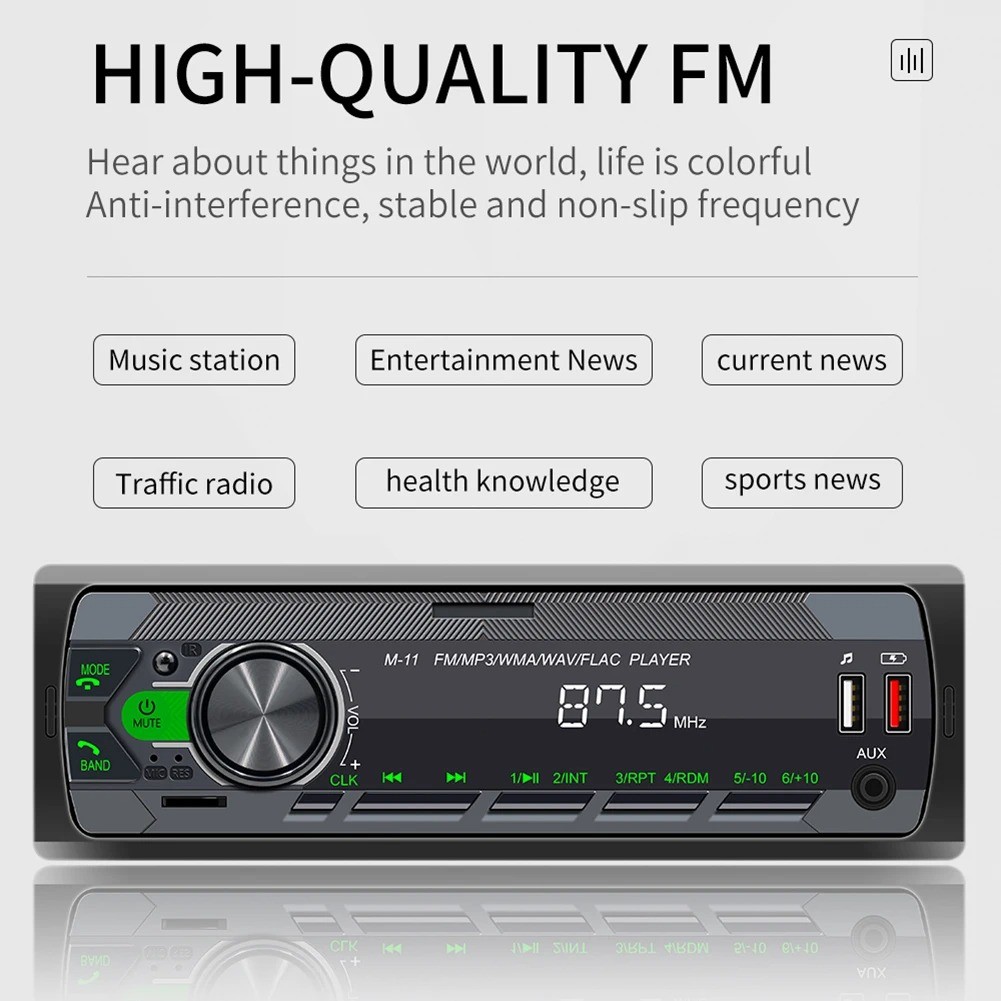 45W 1 Din Car Radio Audio Stereo MP3 Player Bluetooth USB/AUX/FM