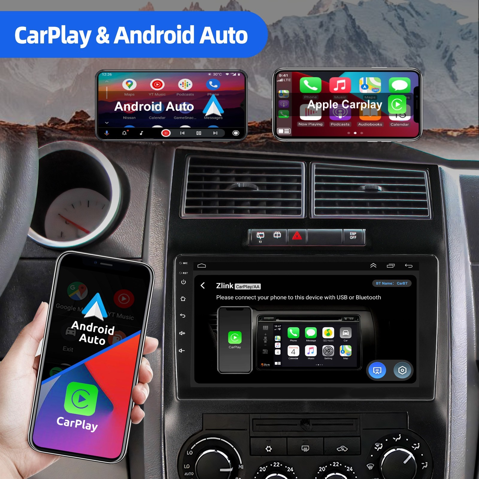 4+64G For Dodge Charger 2006-2007 Android15 CarPlay Car Stereo Radio GPS WIFI