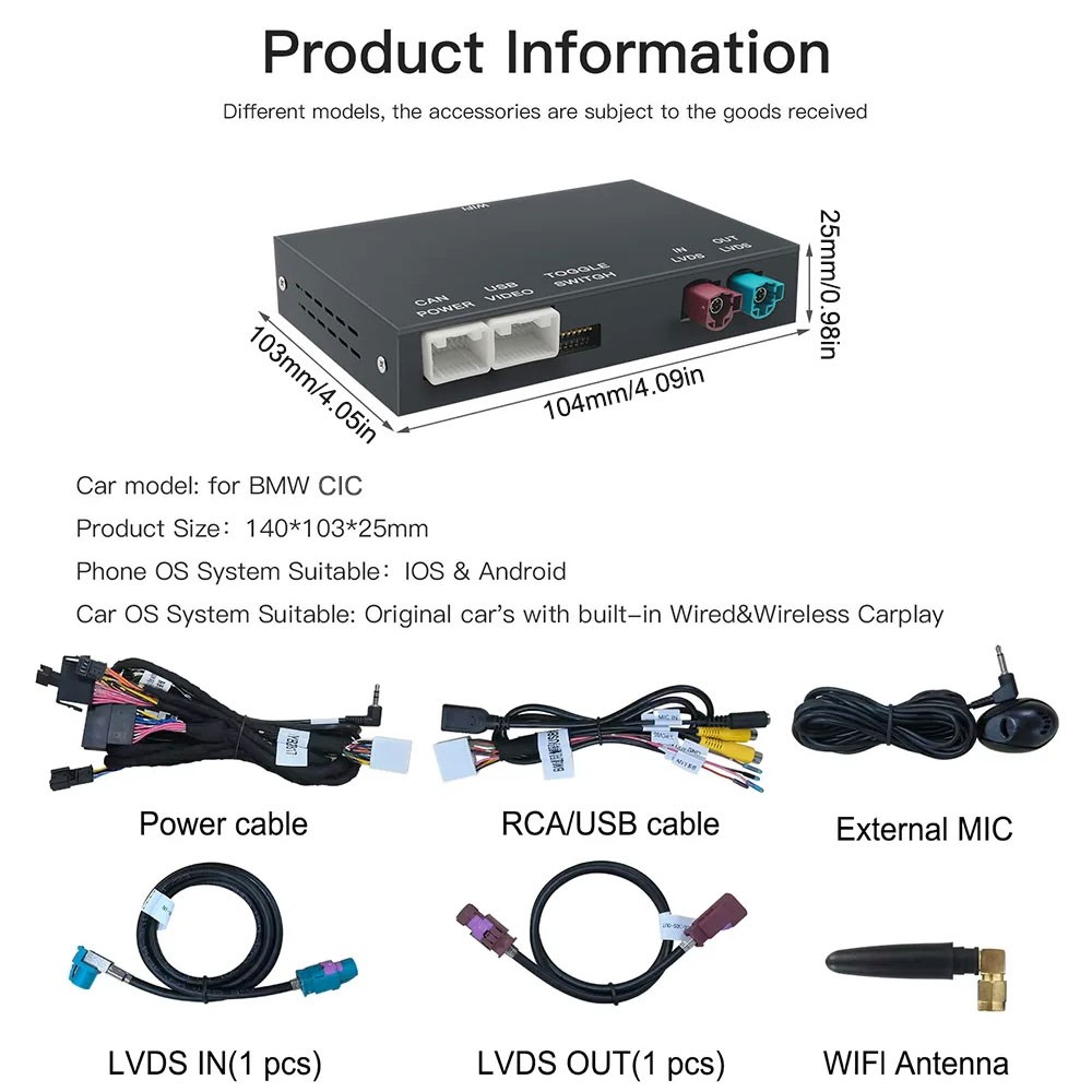 Wireless CarPlay Android Auto Decoder Box for BMW Mini Cooper Countryman NBT/CIC