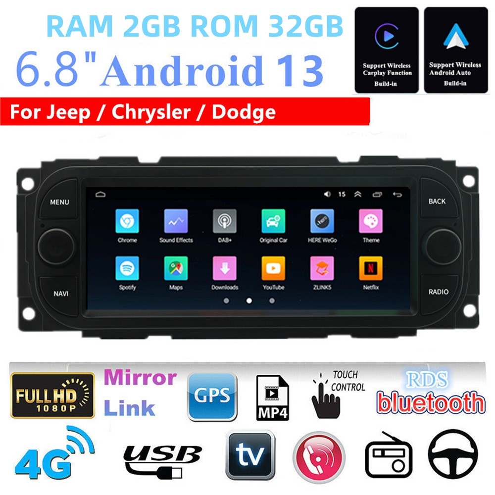 Touch Screen Car Stereo Radio BT FM/RDS Fit For Dodge Dakota Durango 2001-2003