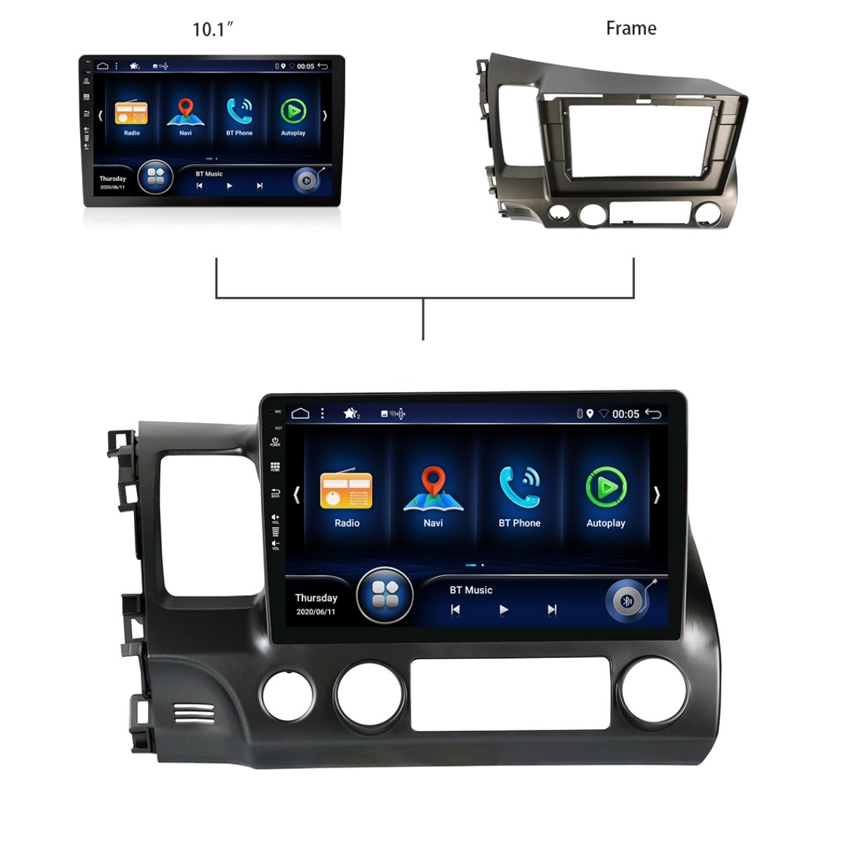 8G+256G Apple CarPlay For Honda Civic 2006-2011 Android 15 Car Radio GPS NAVI US