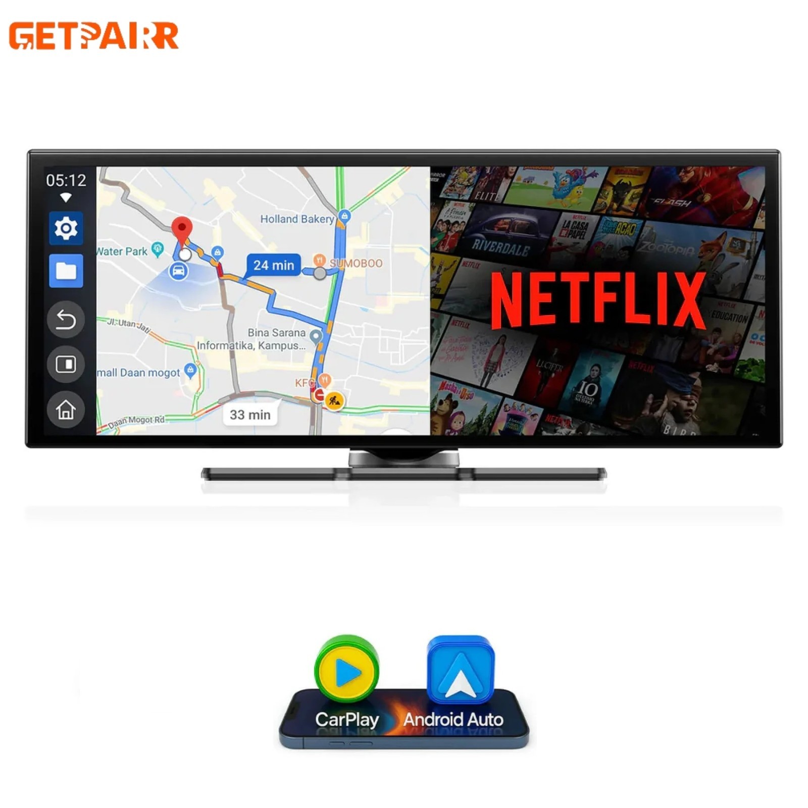GetPairr 11.4″ Car Screen Display YouTube Netflix Wireless CarPlay Android Auto