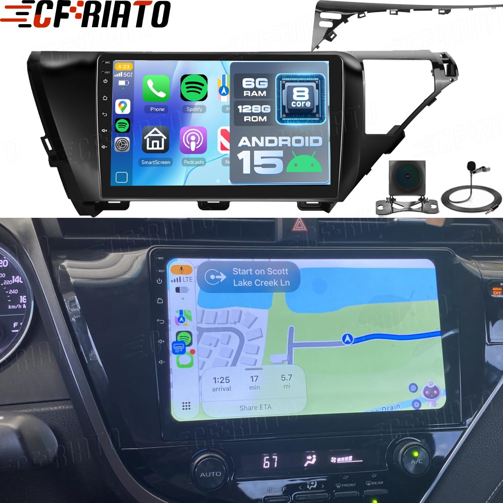 6+128GB Carplay For Toyota Camry 2018-2020 Android 15 Car Radio Stereo GPS +AHD