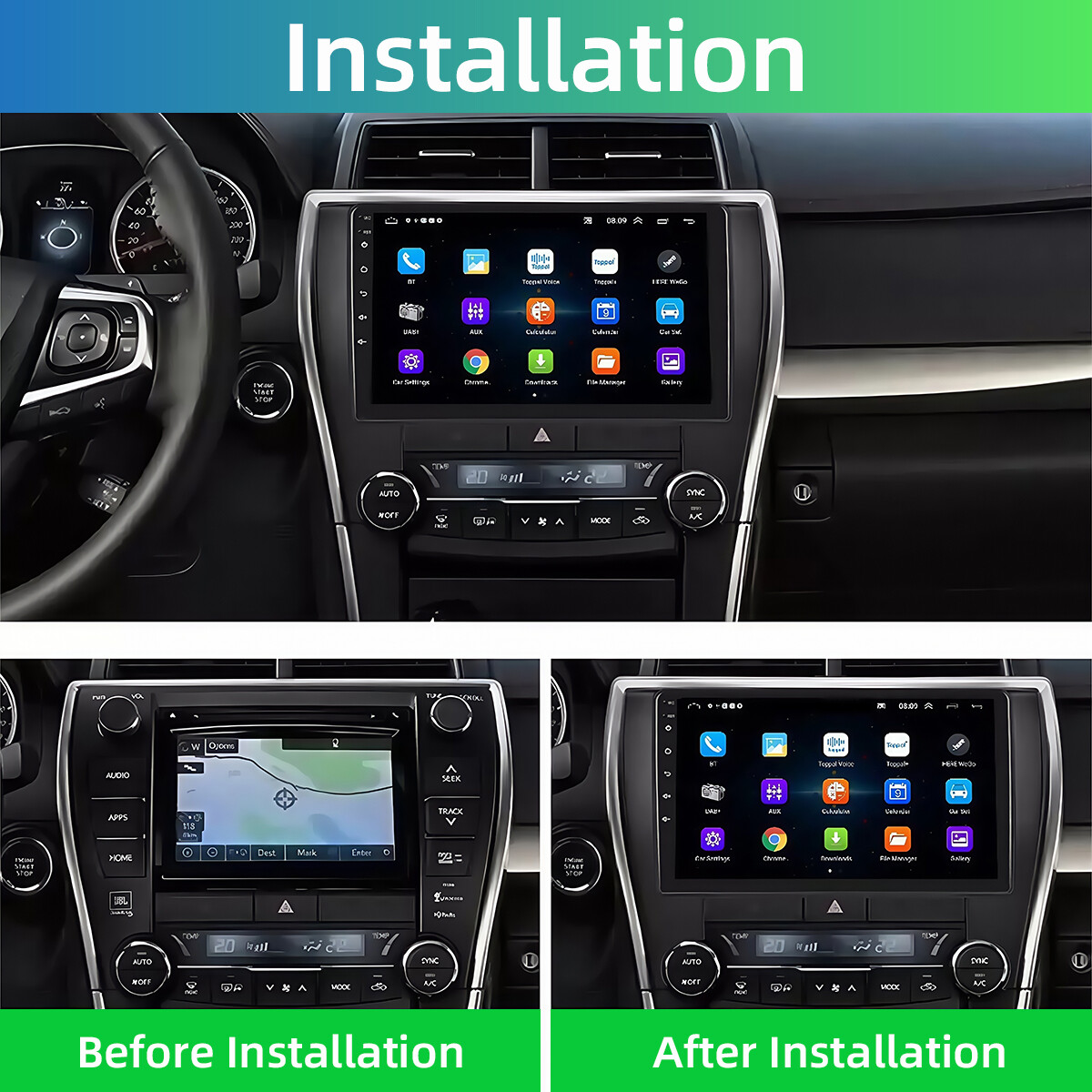 For 2015-2017 Toyota Camry Radio Car Stereo Carplay Android 12 GPS Navigation BT