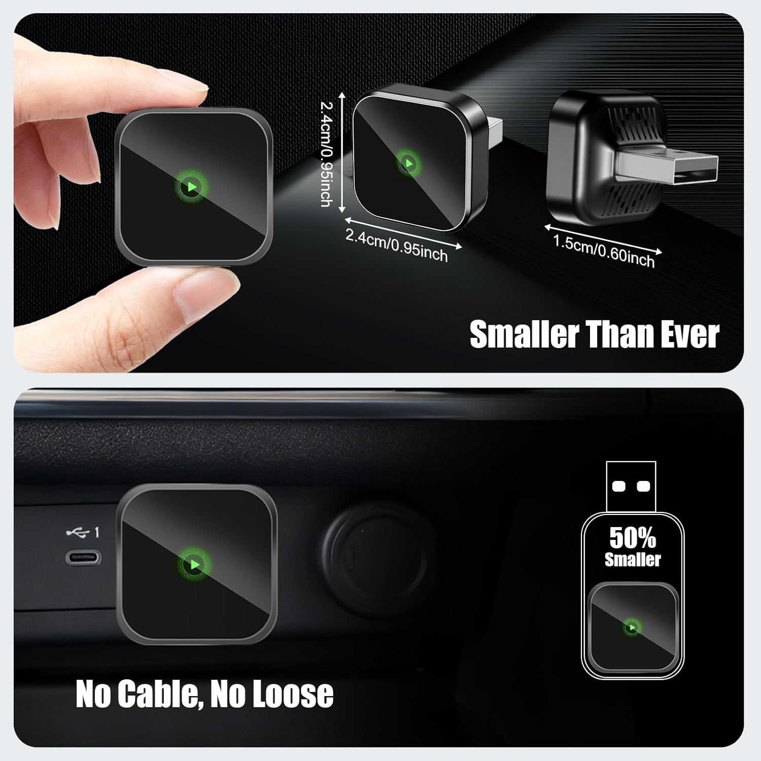 Wireless USB CarPlay Adapter For iPhone Apple Carplay Android Dongle Plug & Play