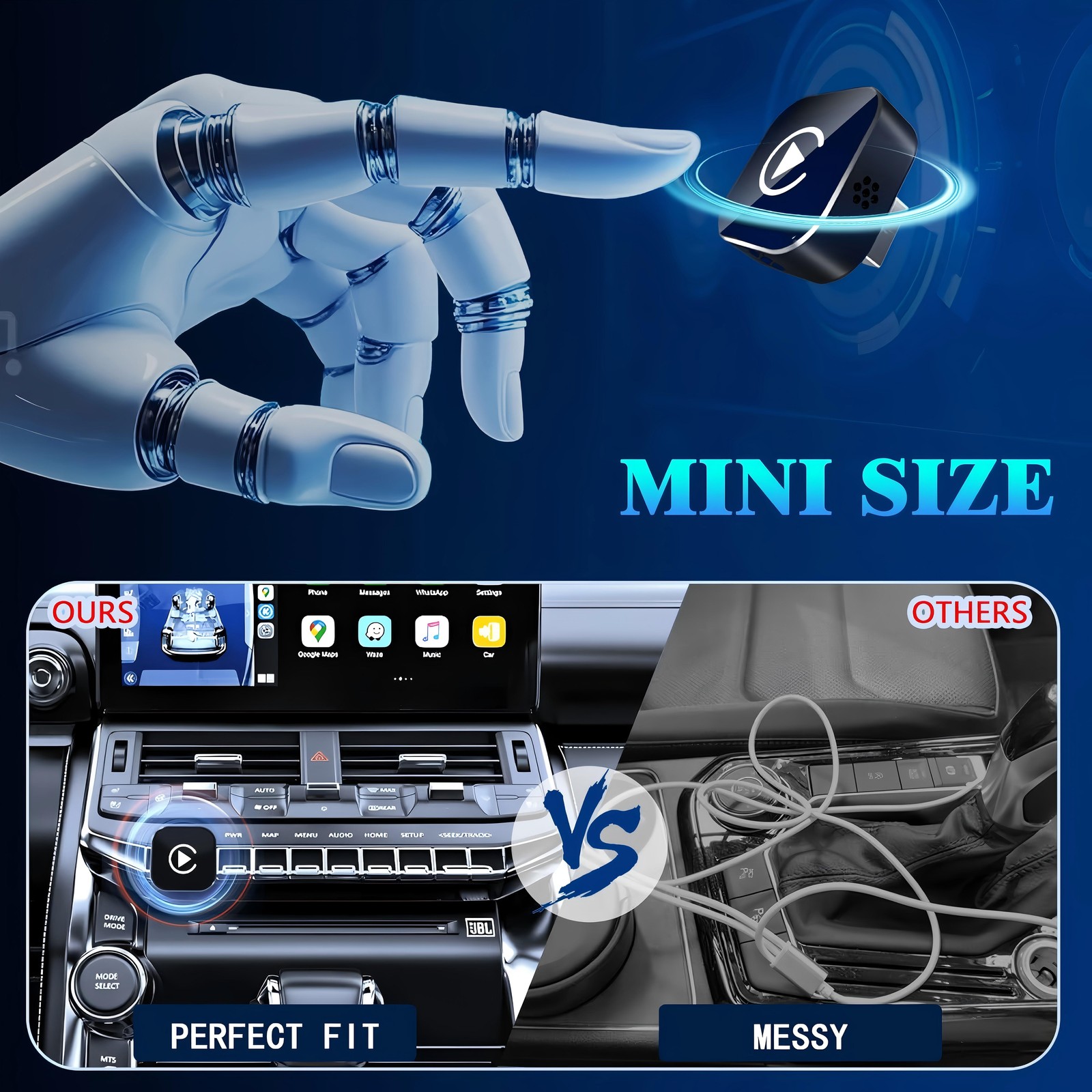 2PCS Wireless USB Carplay Adapter Dongle For iPhone Apple Android Auto Plug Play