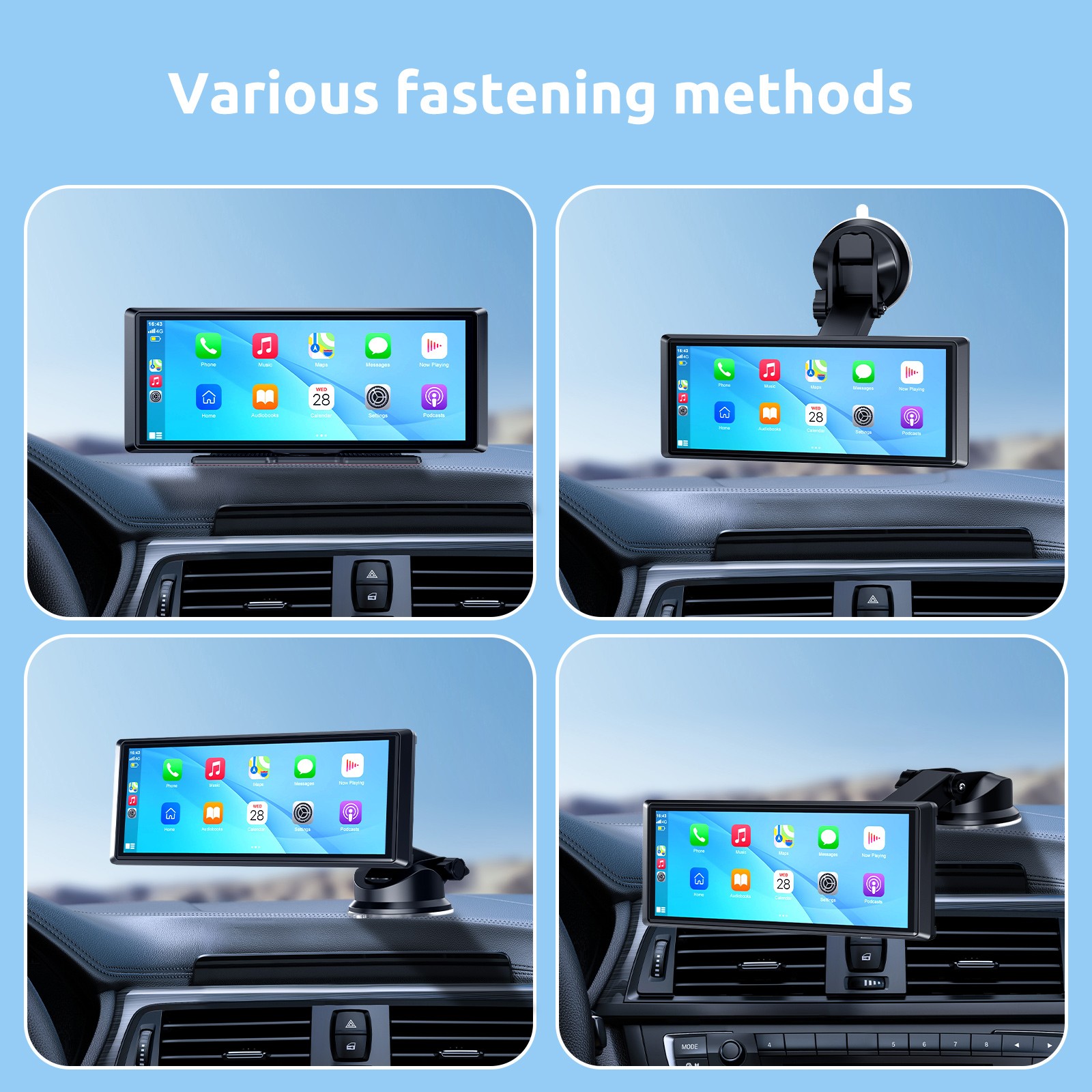 8″ Portable Car Stereo Radio Wireless Apple CarPlay Android Auto Touch Screen