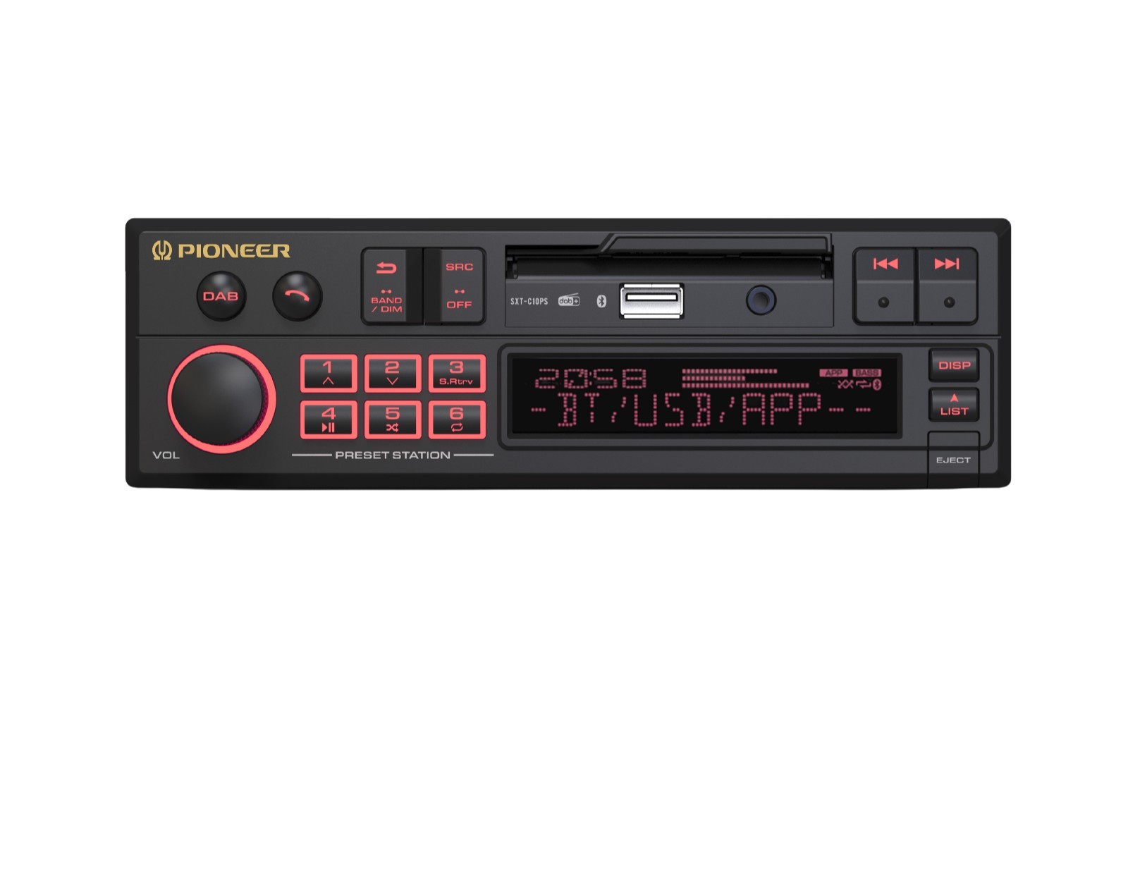 Pioneer SXT-C10PS – Retro Tape Deck Style BT DAB+ USB Aux Car Stereo IN STOCK