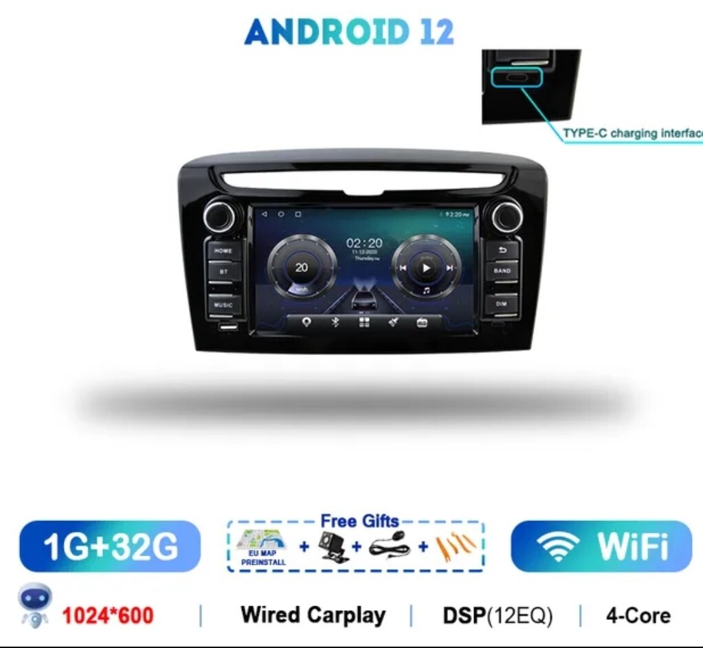 2 DIN 7″ RADIO FOR LANCIA YPSILON 12/20 ANDROID GPS BLUETOOTH 1/32 CARPLAY