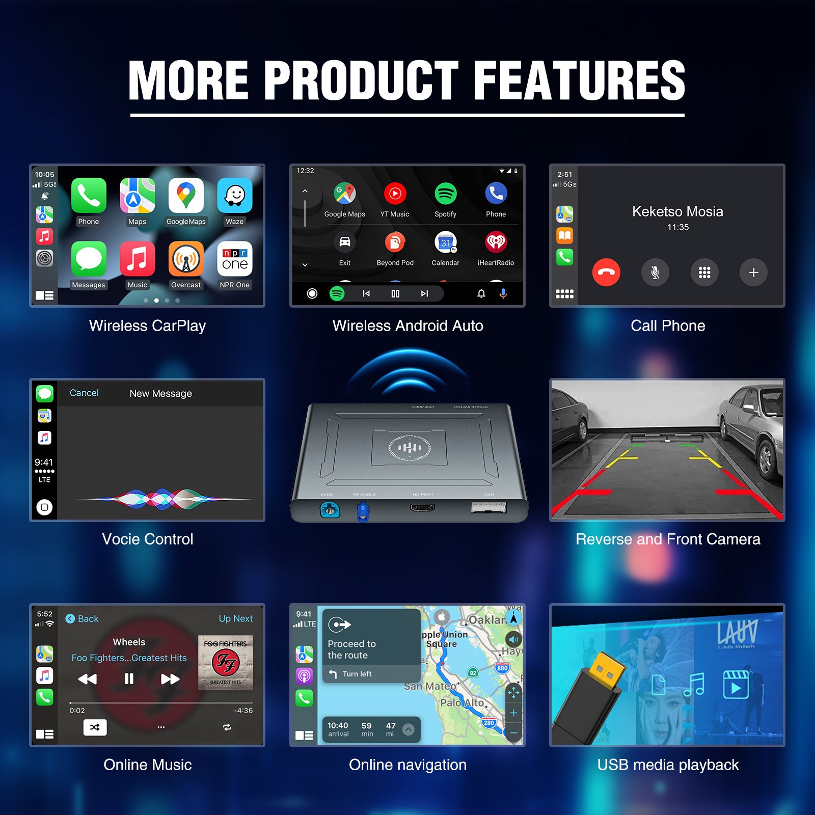 Wireless Carplay/Android Auto Decoder for Audi Q3 A1 2013-2018 with RMC System