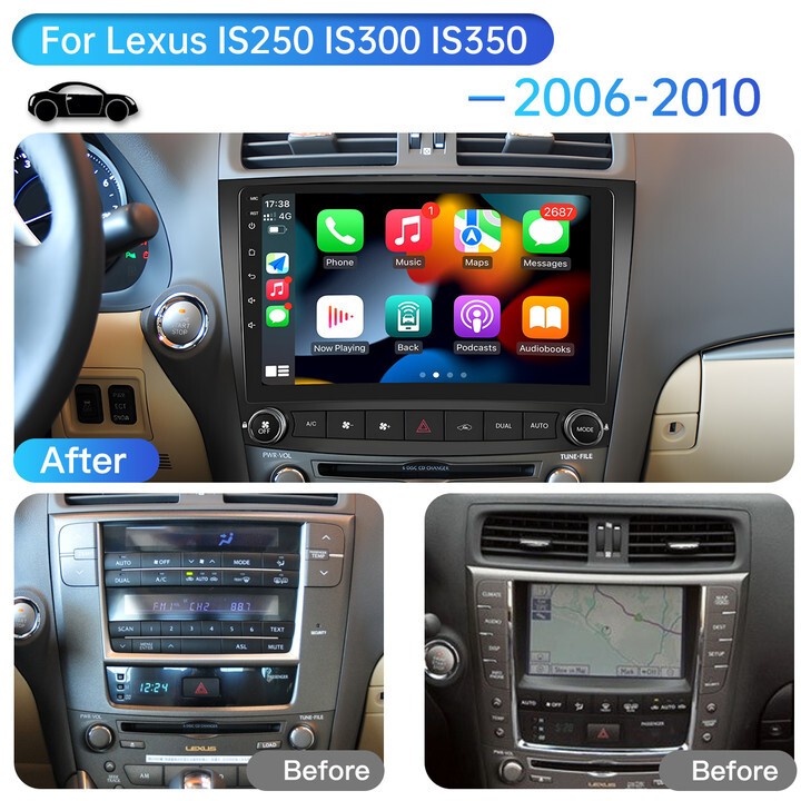 For 2006-2012 Lexus IS250 IS350 Car Radio Stereo Carplay 4+64G 10in +CAM FM