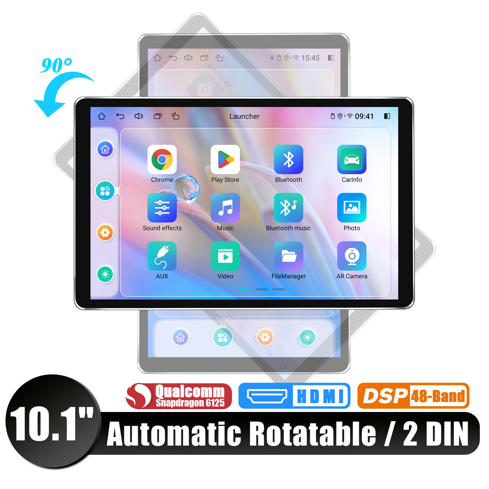 JOYING 10.1 Inch Double Din Automatic Rotatable Android 12 OS Car Radio 8+128GB