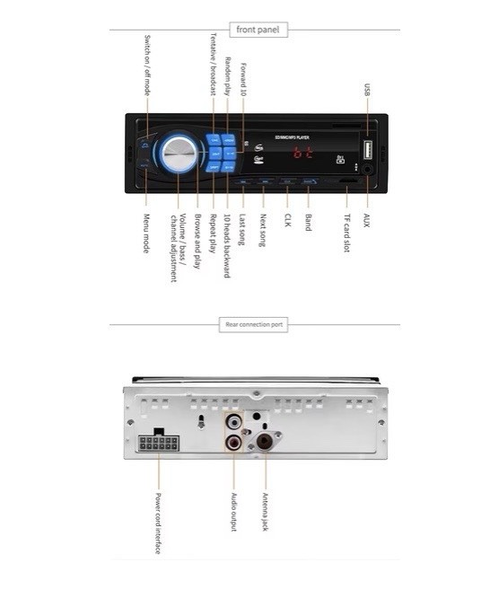Car Radio and Video Adapter MP3 MP4 MP5 Player 1 Din Car DVD Player FM Radio Card