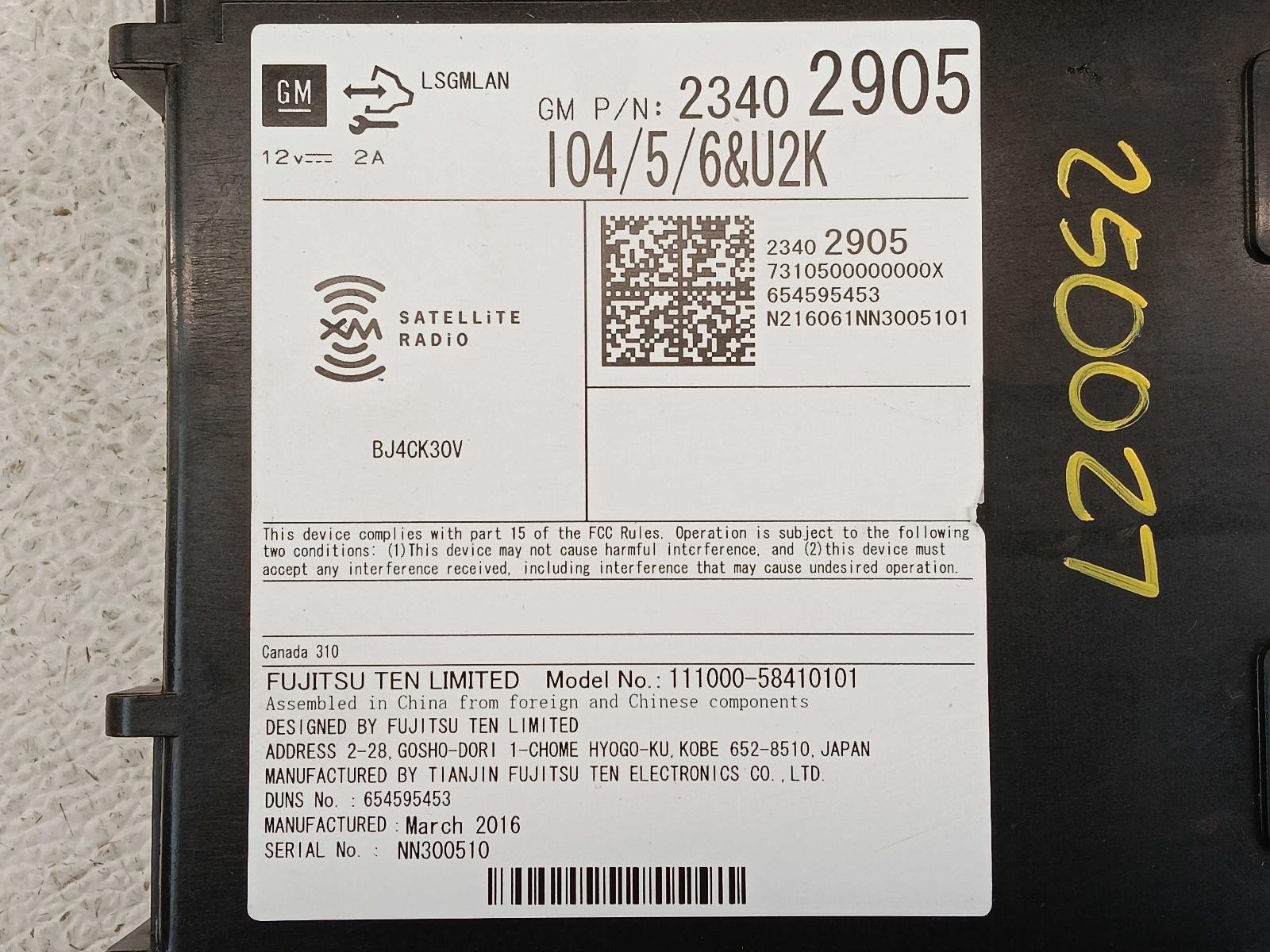 2016 GMC Canyon Receiver Module OEM 23402905 *May Need Programming*