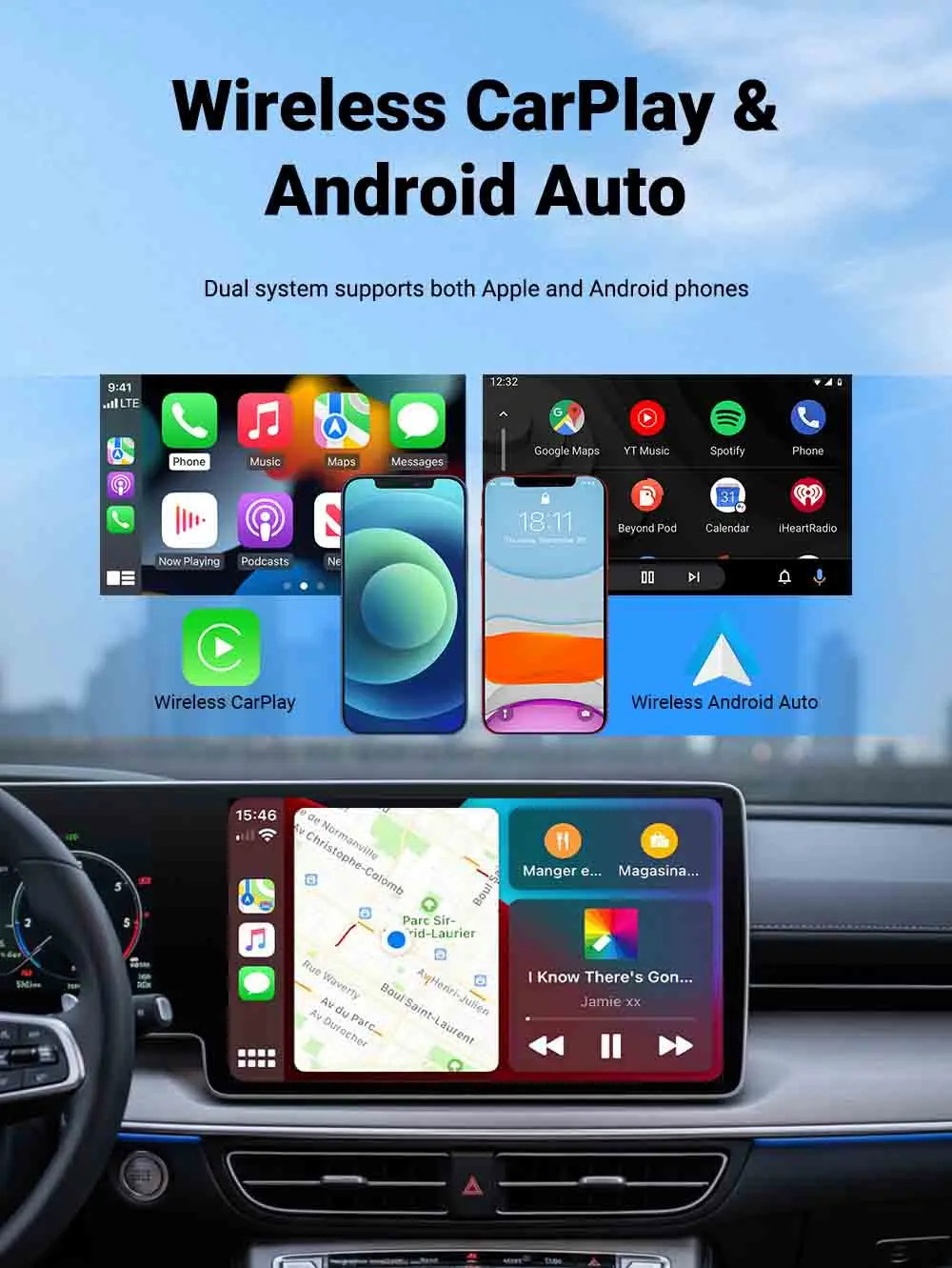 USB Auto Wireless CarPlay Adapter For iPhone Apple Wireless Dongle Plug ＆ Play