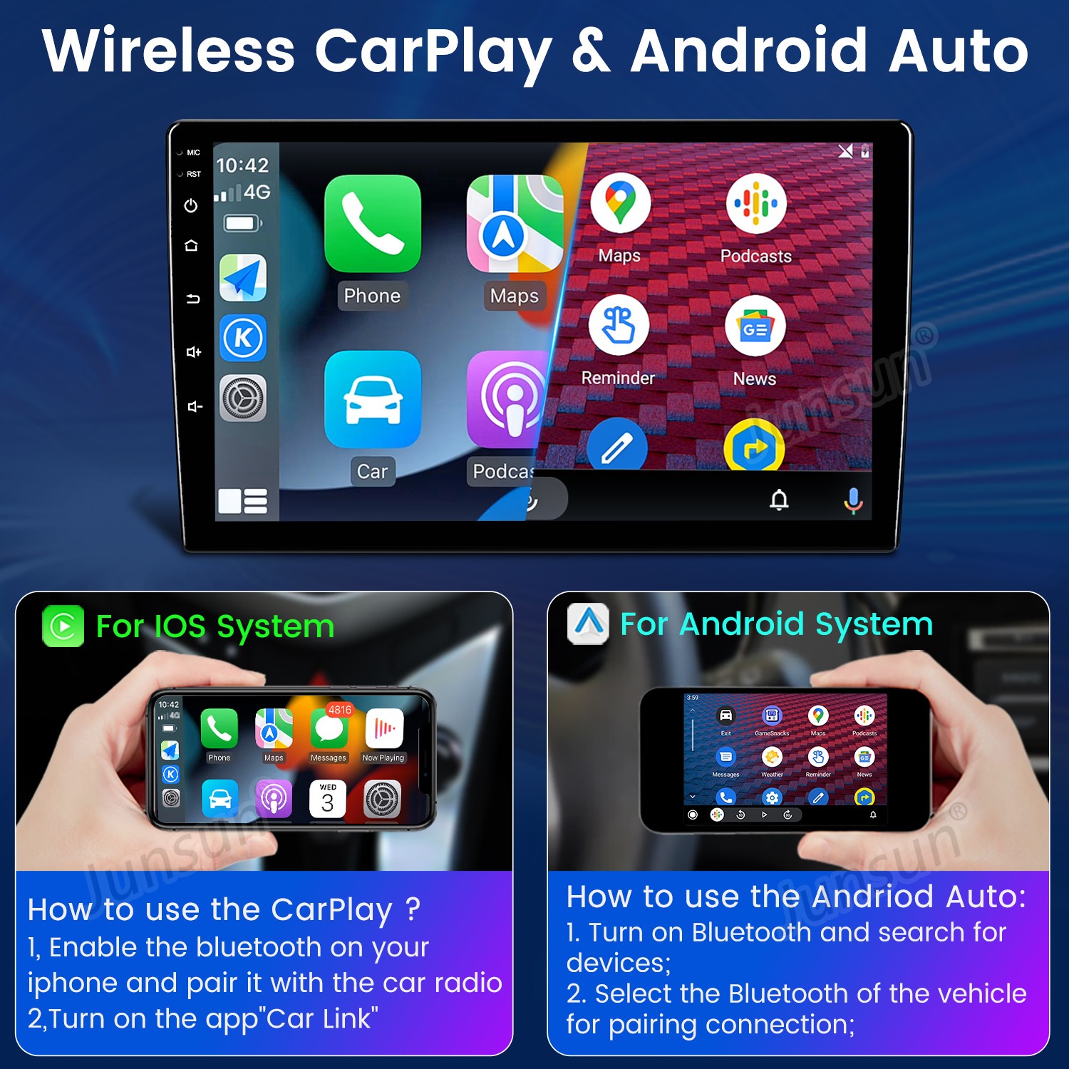 4+64G Carplay Android14 For Hyundai Santa Fe 2 2006-12 Car Stereo Radio GPS Navi