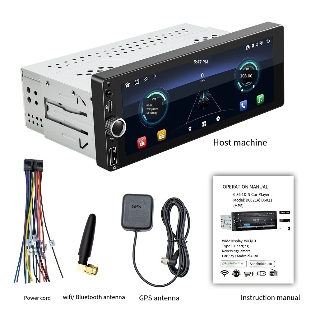 Carplay Android GPS Navi Player BT 2+64G Car Radio 6.86 inch Wireless