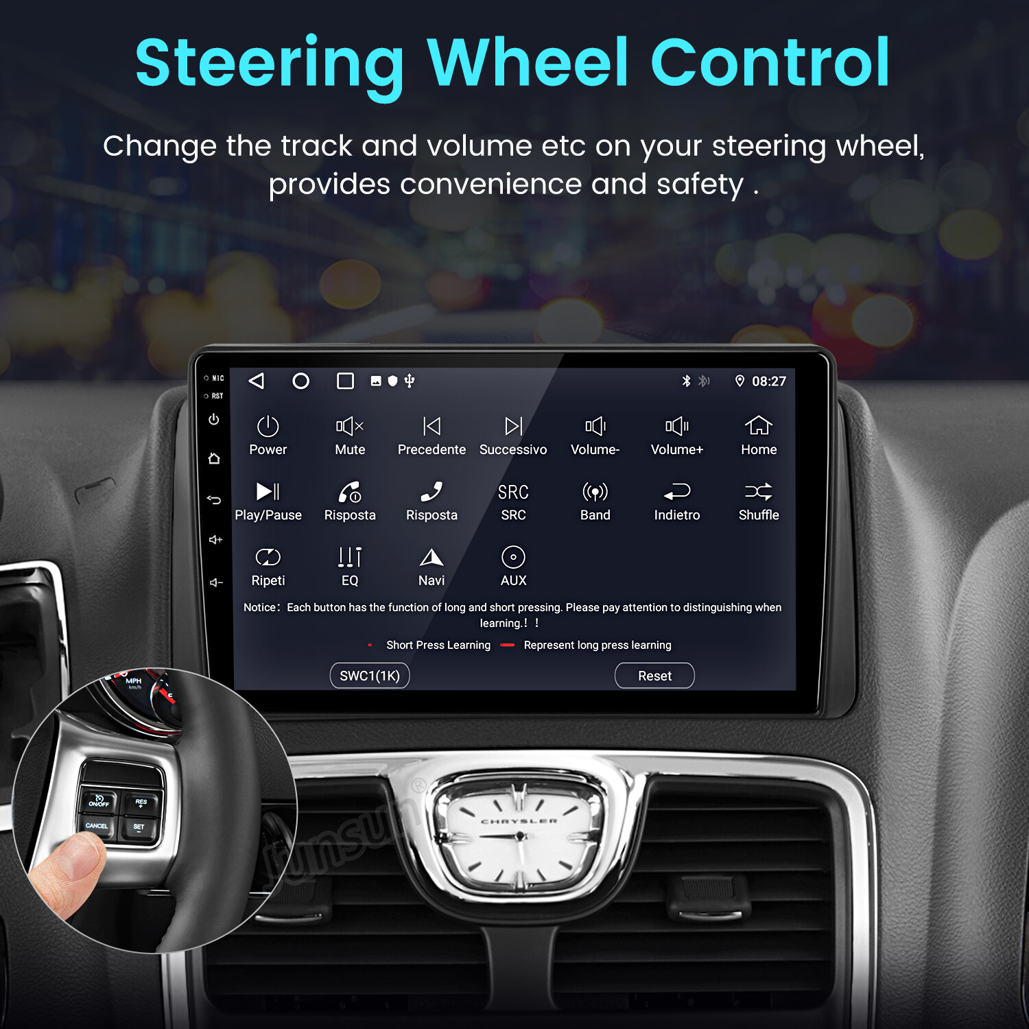 4+64G 9″Android15 For Chrysler Town & Country 11-16 Carplay Car Stereo Radio GPS