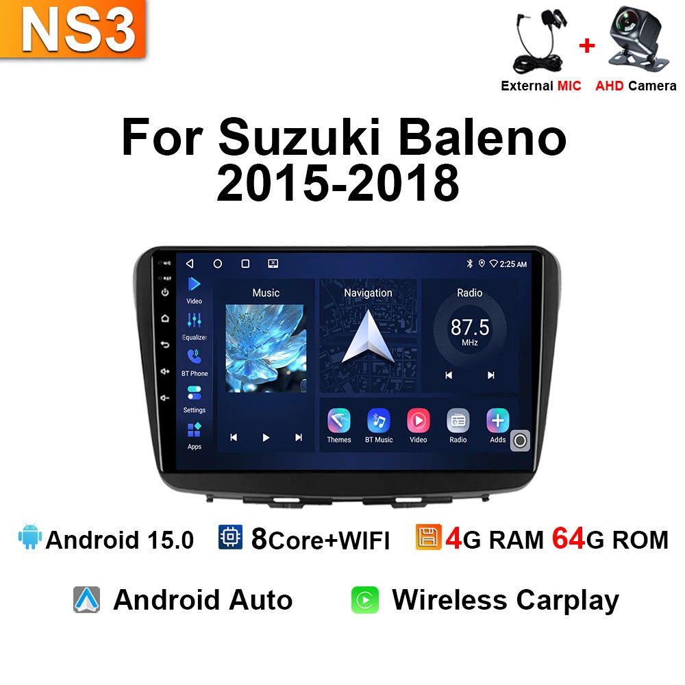 For Suzuki Baleno 2015-2018 Car Radio GPS Navi Android Carplay Multimedia Player