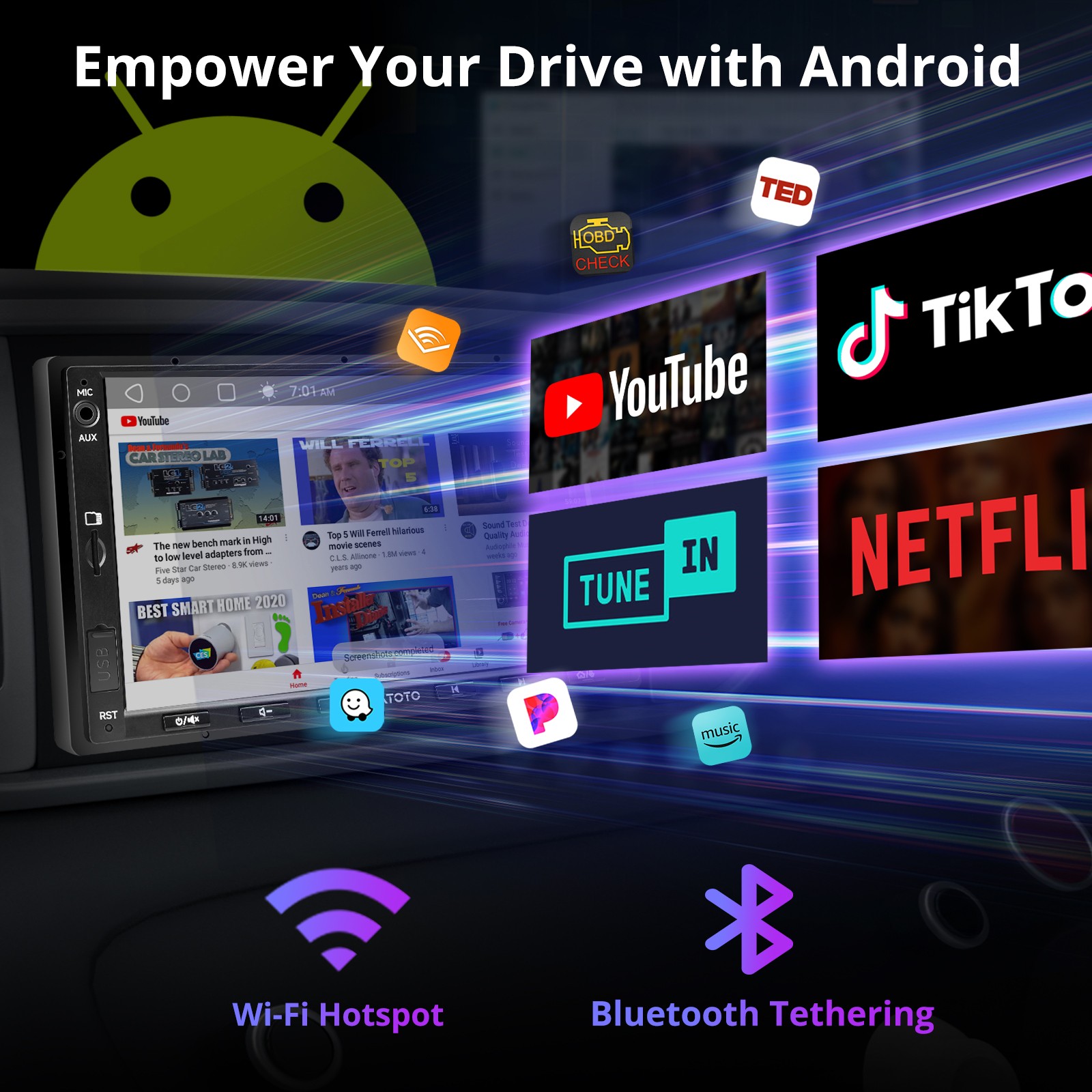ATOTO A6 7IN 2DIN Android Car Stereo-2G+32G Wireless Android Auto & CarPlay,2xBT