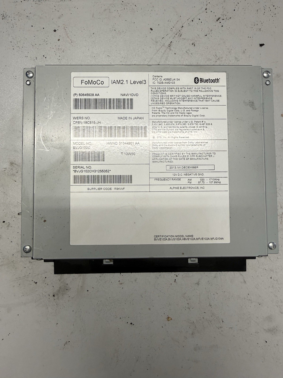 14-17 Range Rover Stereo Radio Head Unit Receiver CF6N18C815JH OEM