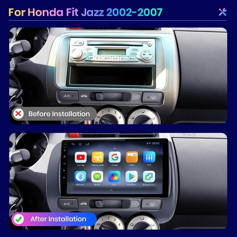 2 DIN RADIO FOR HONDA FIT JAZZ TOUCHSCREEN BLUETOOTH USB WI-FI GPS