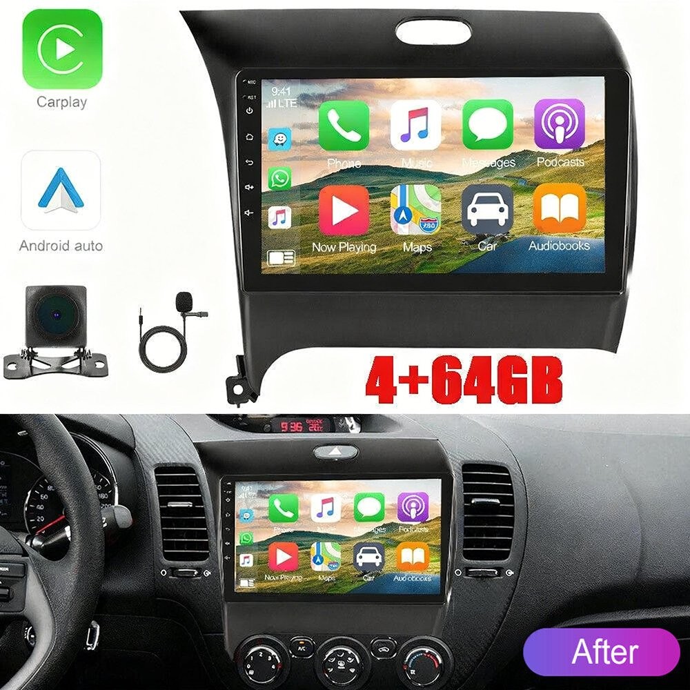 9in 4G+64G Car Stereo CarPlay GPS for 2013-2018 Kia K3 w/WiFi AHD FM/RDS SWC