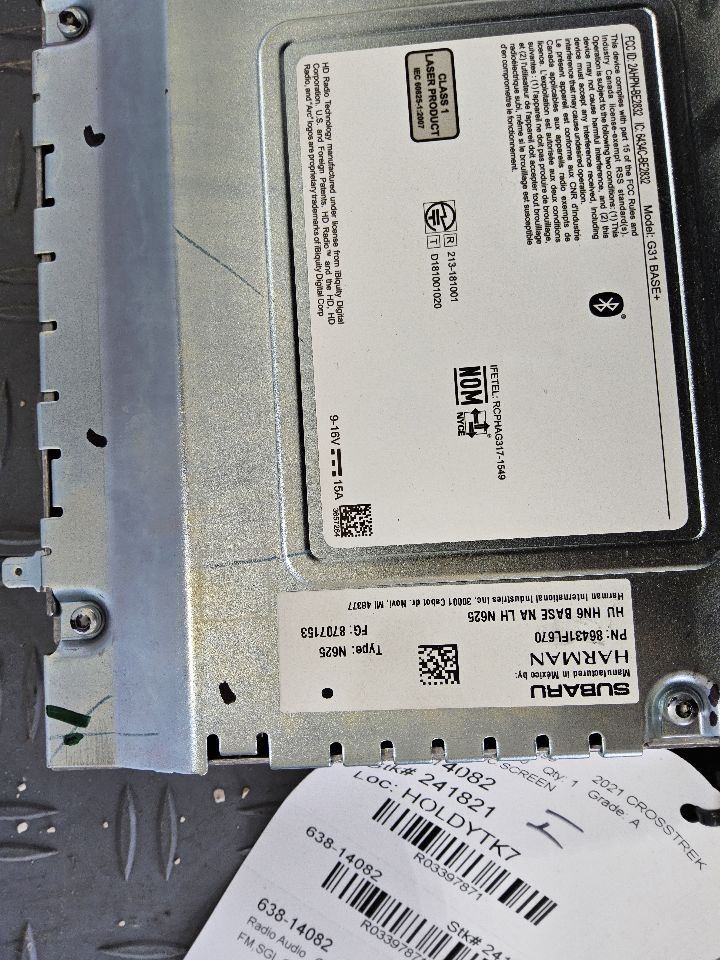 2021-2023 Subaru CROSSTREK Radio Receiver US Market w/o Navigation