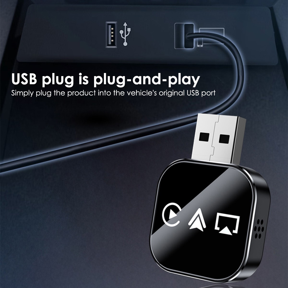 Wireless CarPlay Adapter For Apple iPhone & Android Auto USB Adapter Plug-Play