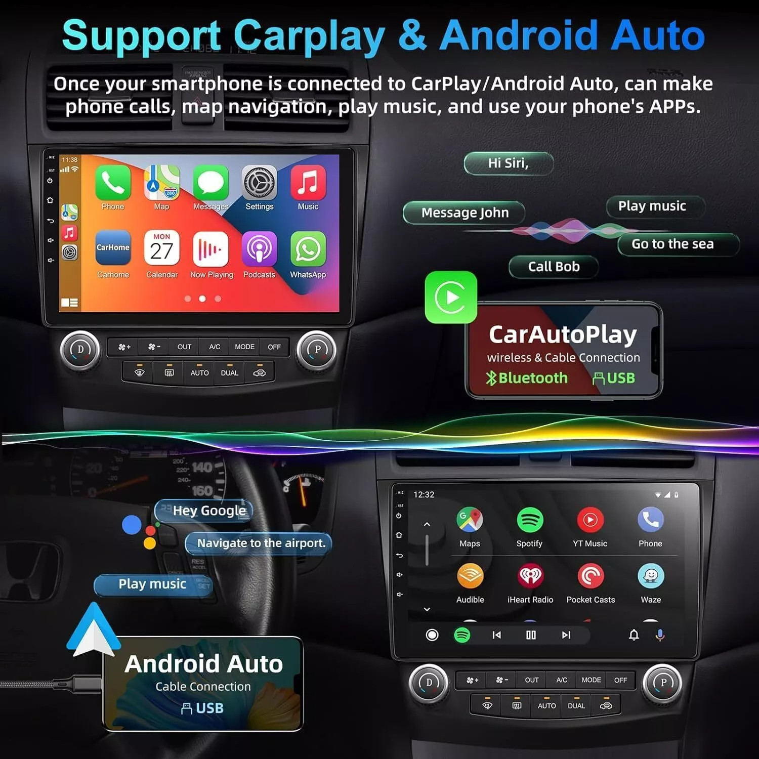For Honda Accord 7 2003-2007 Android 13.0Stereo Radio Car GPS 10.1″ Touch Screen