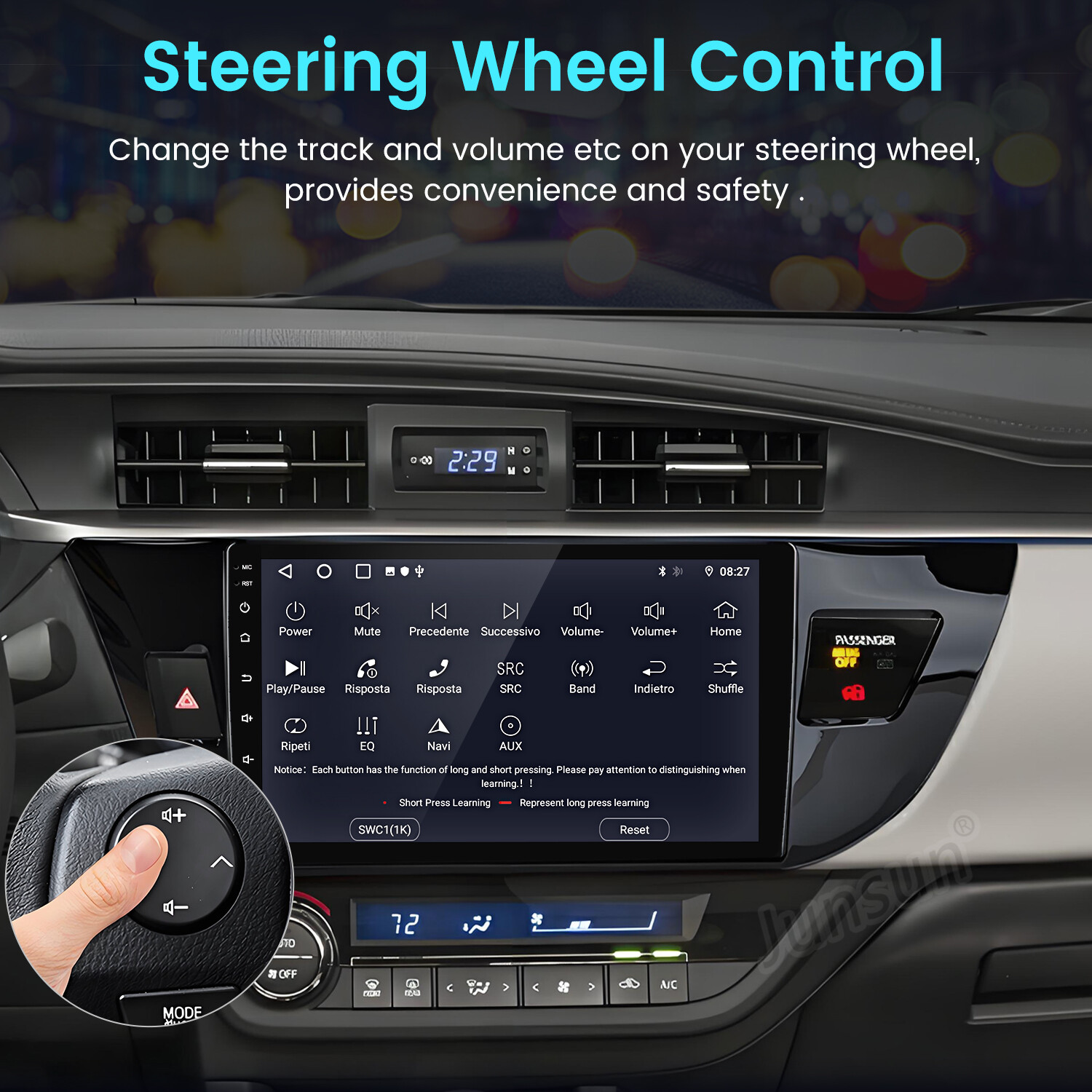 CarPlay 6+128GB Android15 Car Stereo Radio GPS Navi For Toyota Corolla 2014-2016