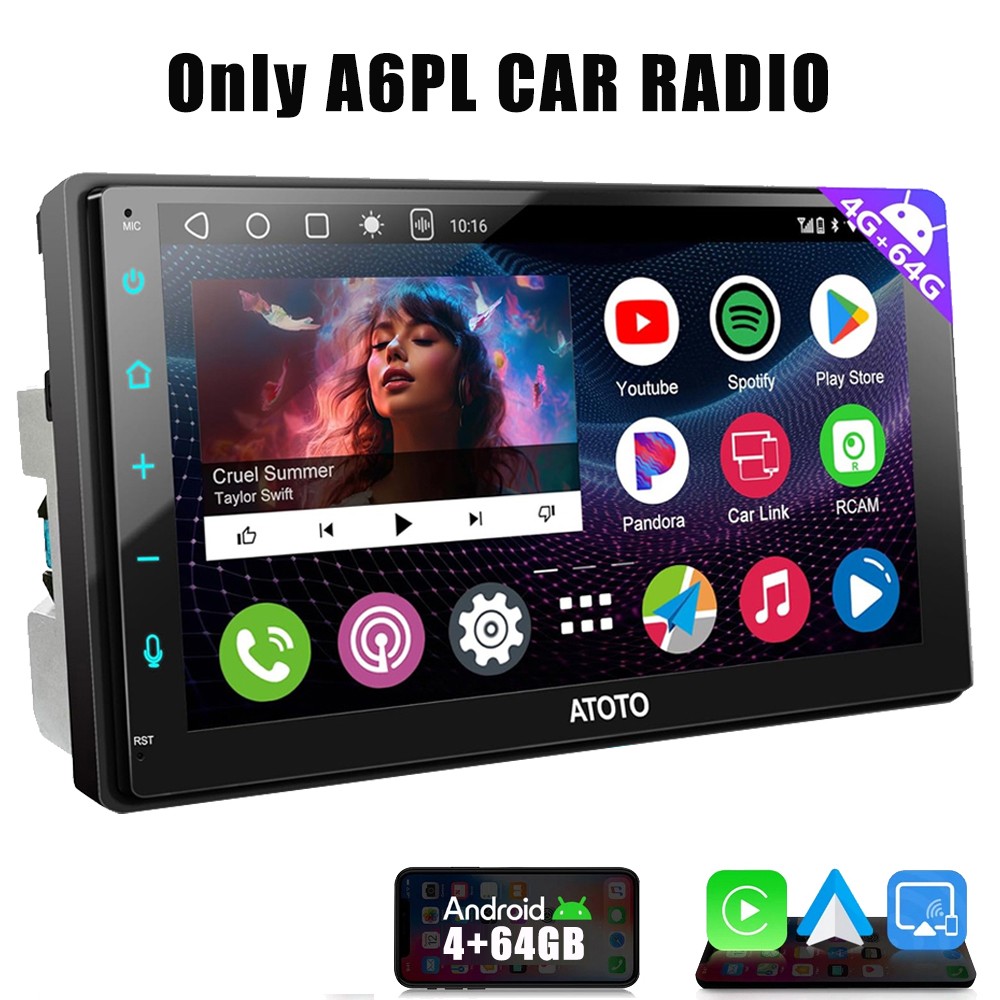 Android Radio A6 4G+64G Double Din Car Stereo GPS Play 4G LTE 7″Multimedia GenAI