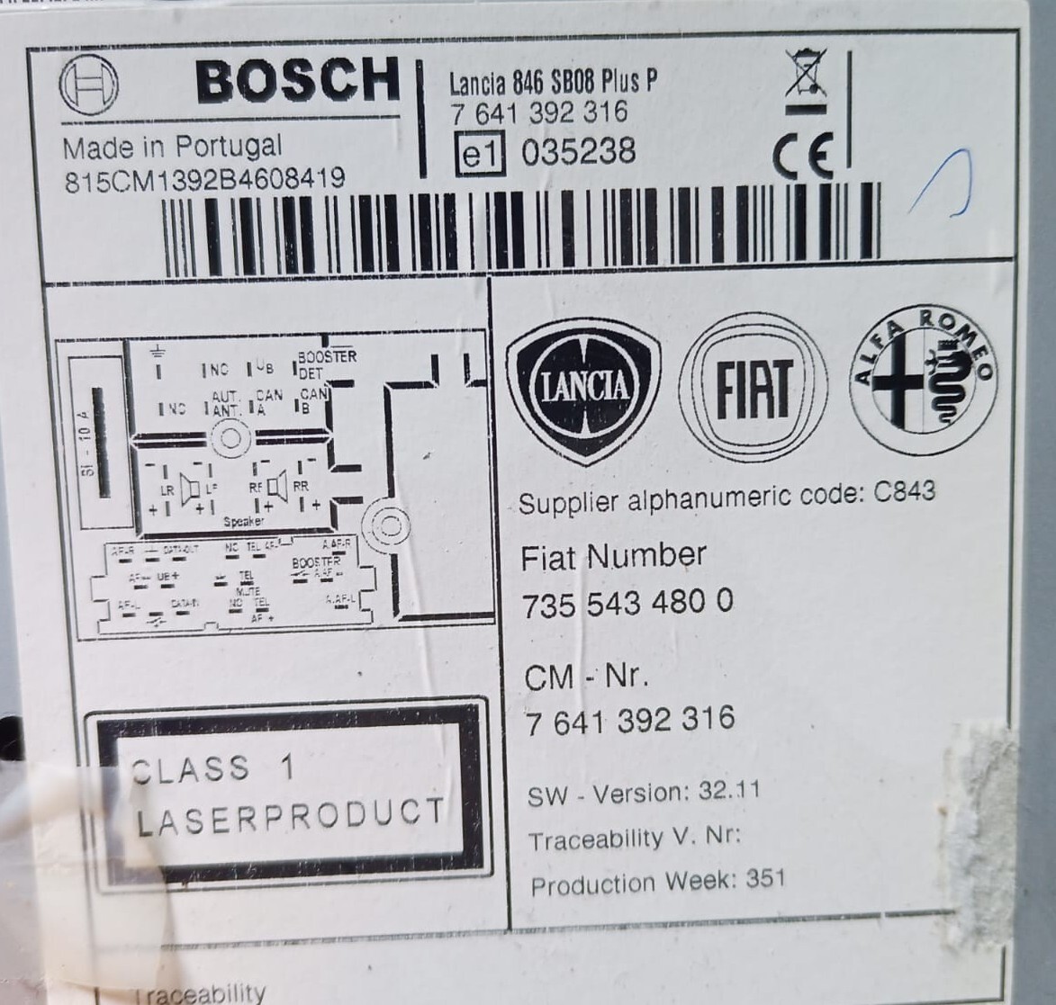RADIO BLOCKED/WAIT Lancia Ypsilon e Y BLAUPUNKT CODE Codice Sblocco RADIO UNLOCK