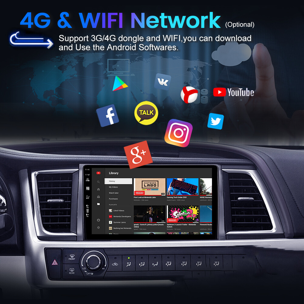8GB+256GB For Toyota Highlander 2014-18 CarPlay&Android Auto Car Stereo GPS 128G