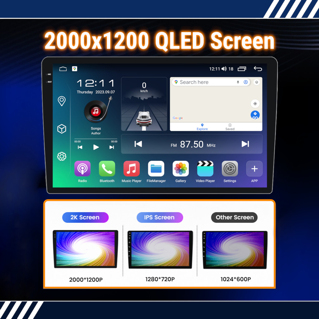 Android CarPlay Radio For VW Crafter MK2 MAN TGE QLED Auto GPS SatNav Head Unit