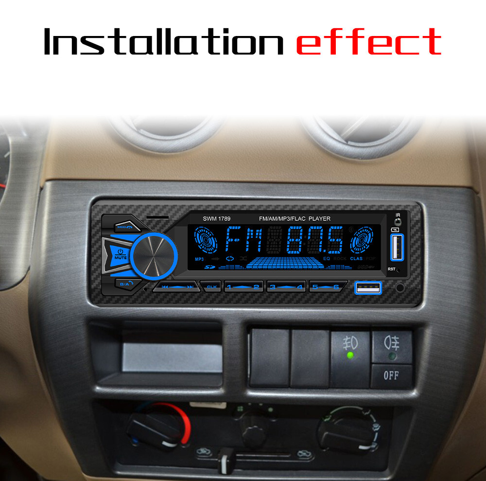Single Din Car Radio Stereo Bluetooth MP3 Player FM/AM USB/TF/AUX In Head Unit