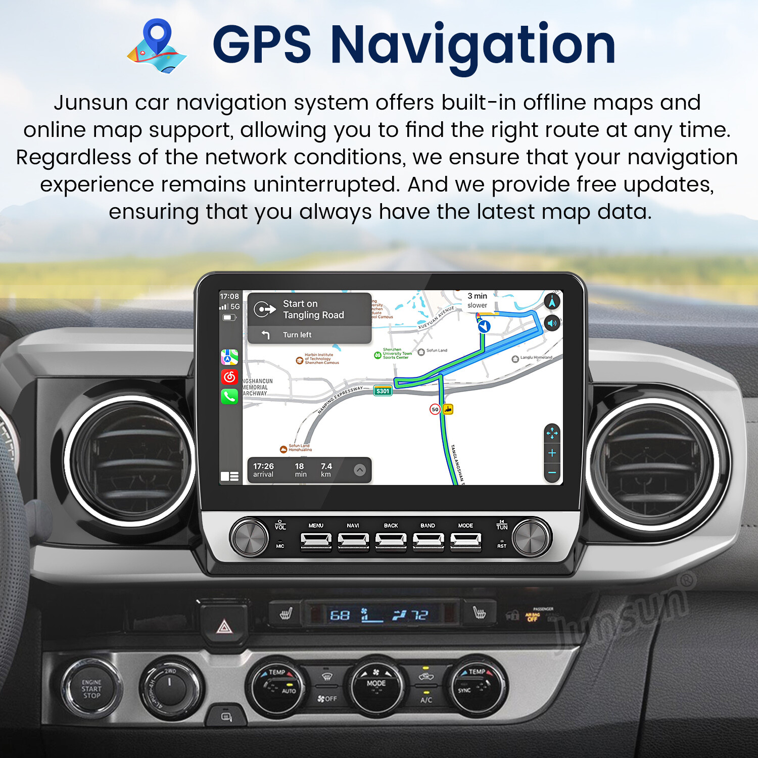 10.1″1+32G Android15 Carplay Car Stereo Radio GPS BT For Toyota Tacoma 2016-2022