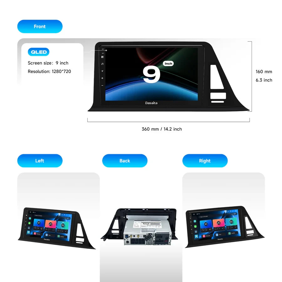 Dasaita Car Radio 9″ for Toyota C-HR/CHR/C HR 2016-2020 CarPlay Stereo 8G+256G