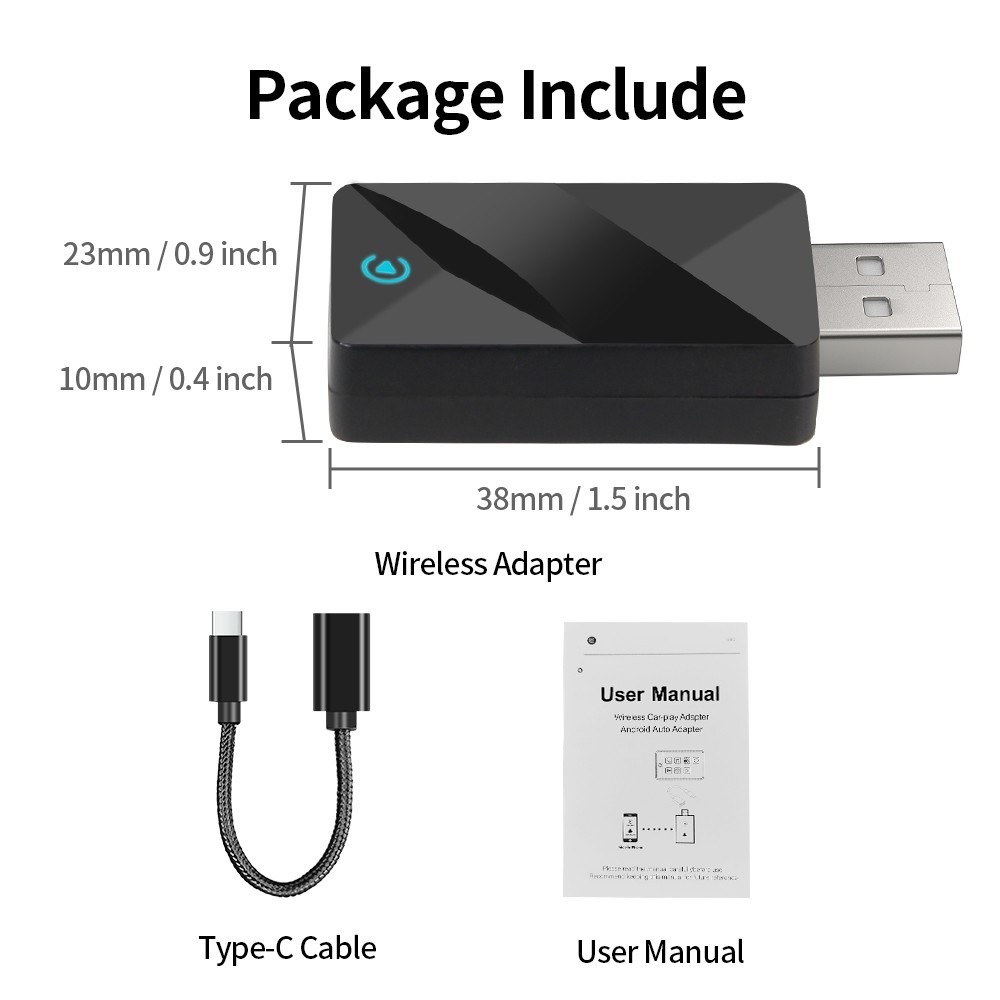USB Wireless CarPlay Adapter for Apple iPhone & Android Auto Dongle Plug＆Play US