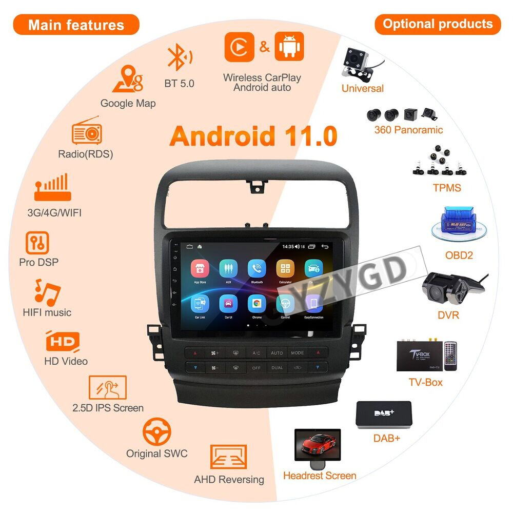 For Acura TSX 2004-2008 Car Multimedia Radio CarPlay Stereo Video GPS Android 4G