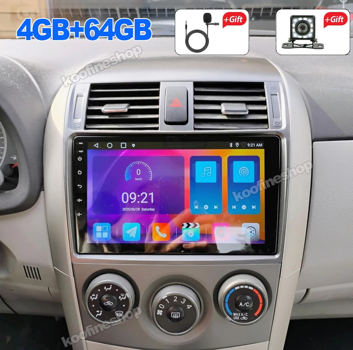 64G Apple Carplay For Toyota Corolla 2009-2013 Android Auto Stereo Radio GPS CAM